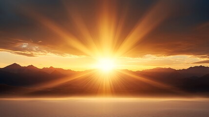 Fototapeta premium Desert Sunset with Golden Rays