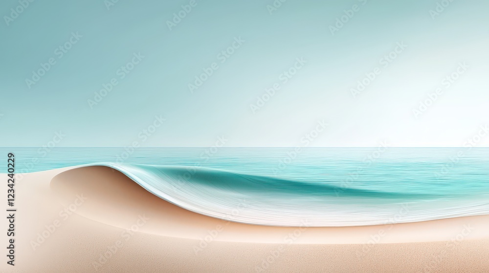 Poster a sleek minimalist beach icon with a smooth horizon line and a gentle curve representing the shoreli
