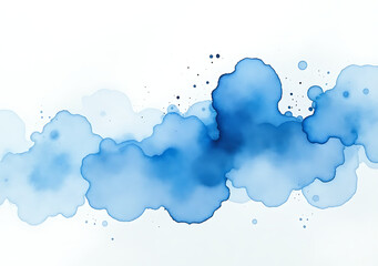 Obraz premium soft textured abstract blue watercolor painting wet white paper background used unique wallpaper design