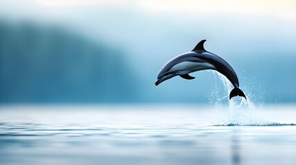 Naklejka premium Dolphin Leaping from Ocean Water