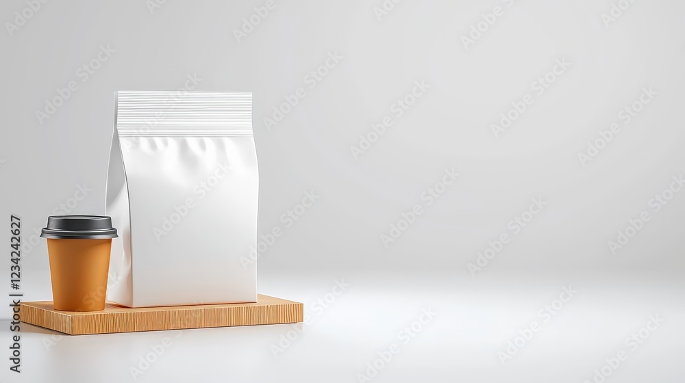 Poster coffee bag template with a clean mockup design, showcasing a blank surface with customizable label s