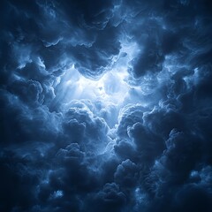Dramatic Dark Blue Clouds and Bright Light