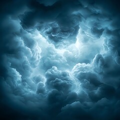 Dramatic Dark Blue Storm Clouds Illuminated From Within
