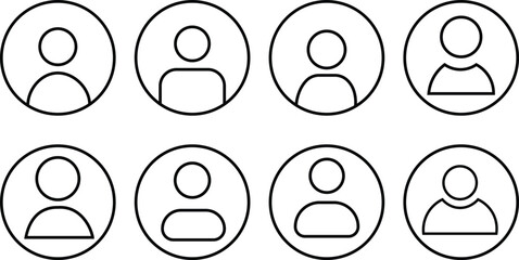 User profile icon set. User icon in flat style .user profile or login buttons User profile login icon vector set. Editable stroke. Isolated. Line and flat style. Vector