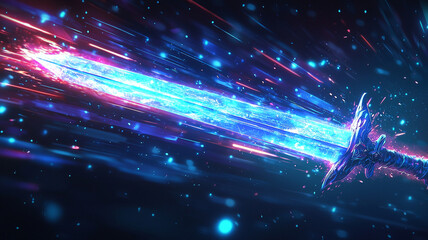 Glowing Sword Fantasy Blue Red Energy Speed Power Art