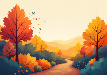 vibrant colors blend dynamic autumn art style abstract muted natural