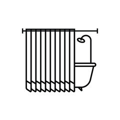 Shower curtain outline icon isolated on transparent background flat vector illustration. EPS 10