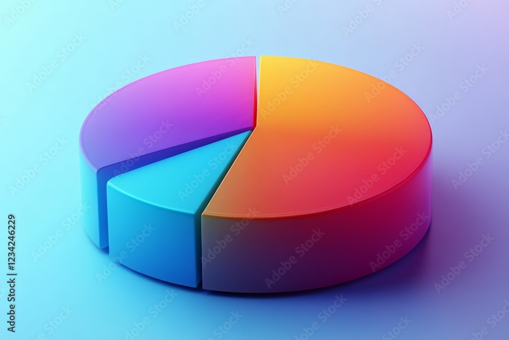 Poster Colorful pie chart displays data distribution with vibrant segments showcasing percentages visually engaging and informative