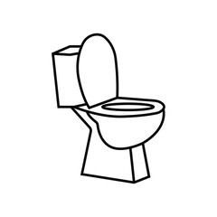 Toilet outline icon isolated on transparent background flat vector illustration. EPS 10