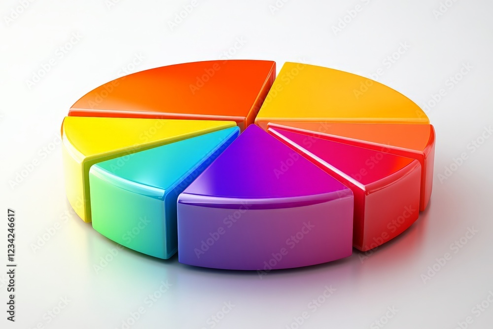 Leinwandbilder pie chart with vibrant colors displaying various segments in rainbow hues and modern design