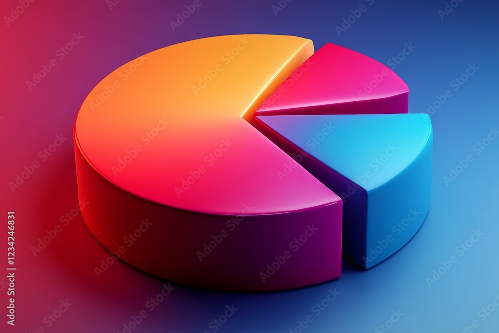 Leinwandbilder colorful pie chart representing data distribution in a vibrant gradient background at a creative wor