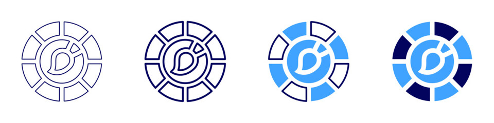 Color palette icon in 4 different styles. Thin Line, Line, Bold, and Bold Line. Duotone style. Editable stroke