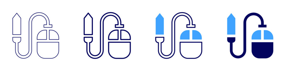 Computer mouse icon in 4 different styles. Thin Line, Line, Bold, and Bold Line. Duotone style. Editable stroke