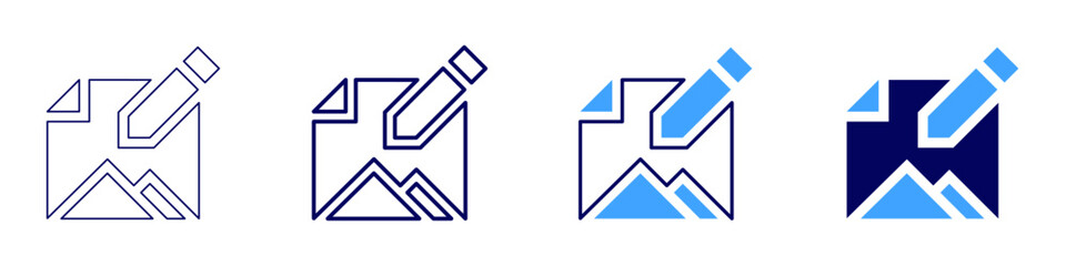 Drawing icon in 4 different styles. Thin Line, Line, Bold, and Bold Line. Duotone style. Editable stroke