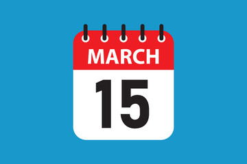 March 15 day marker red top, blue bottom, minimalist vector art.
