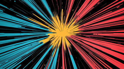 Abstract Burst Red Blue Yellow Energy Speed Lines Background