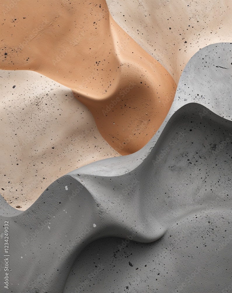 Poster Warm beige blending into soft gray smooth concrete gradient texture background