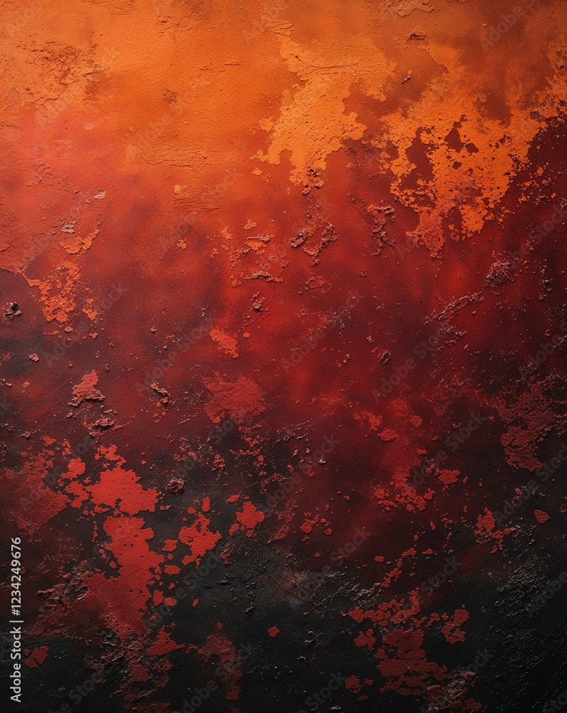 Poster a blend from soft orange to dark brick red grunge rust gradient texture background