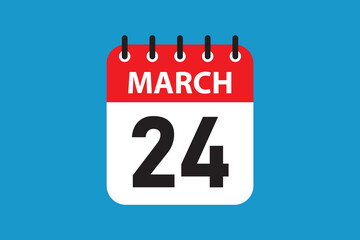 Bold march 24 date logo flat ui calendar representation.