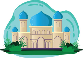 Muslim mosque vector illustration. background for Ramadan Kareem, Eid Mubarak greetings