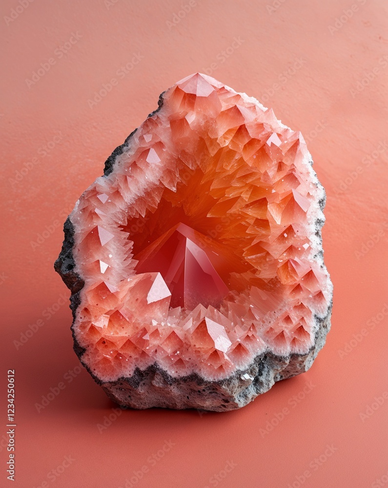 Poster a gentle fade from soft peach to warm coral geode crystal gradient texture background