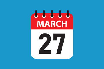 March 27 planner tile day marker with color contrast.