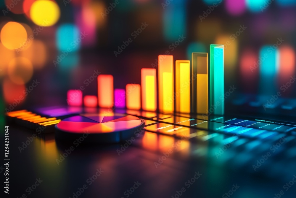 Poster Colorful data visualization with vibrant charts and graphs representing analytics