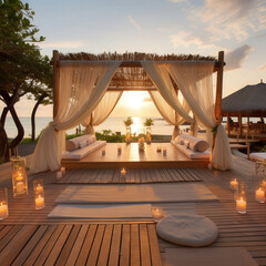 Golden Hour Escape: Overwater Villa Resort in Earthy Elegance