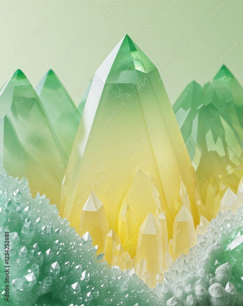 Aufkleber a simple fade from light green to soft yellow geode crystal gradient texture background