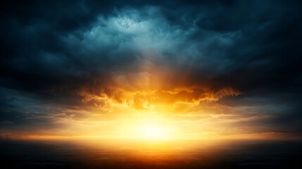 Obraz premium Dramatic Sunset with Dark and Blue