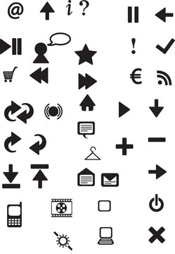 black symbols and silhouette icons
