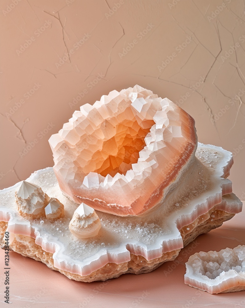 Poster a soft gradient from pale peach to light beige geode crystal gradient texture background