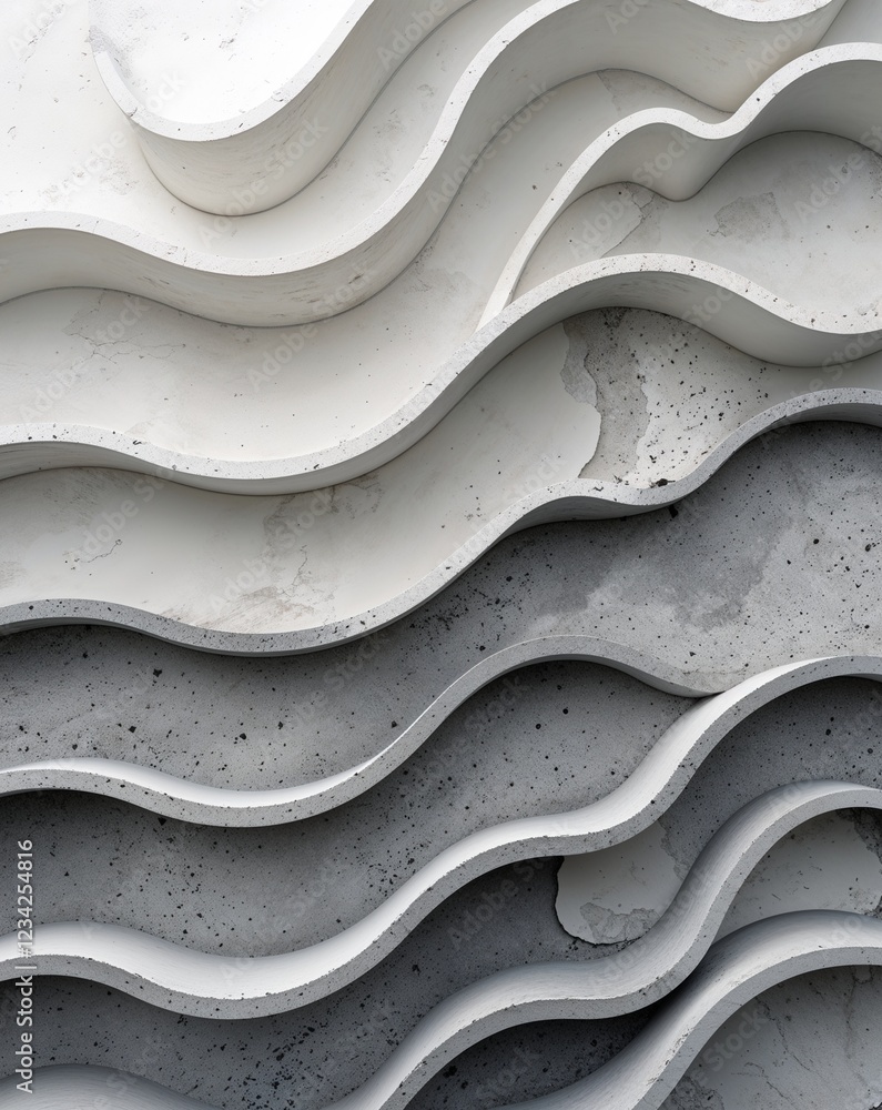 Poster a soft white transitioning into light gray concrete wall texture with curve wavy layers background