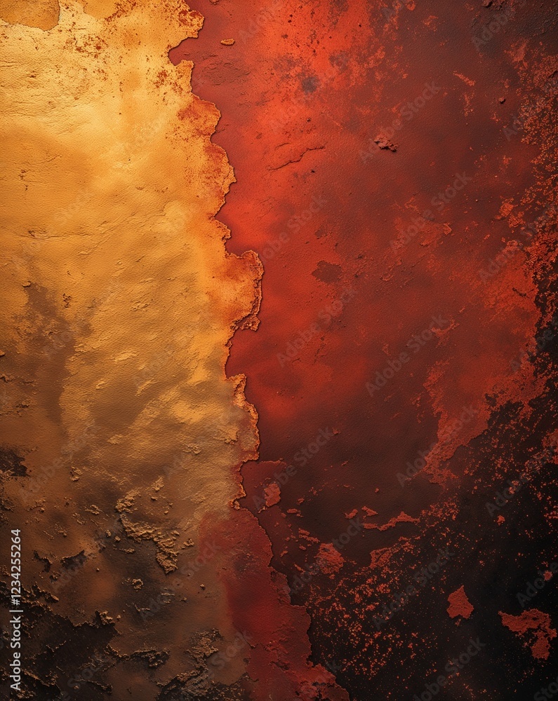 Poster a transition from warm gold to reddish brown grunge rust gradient texture background