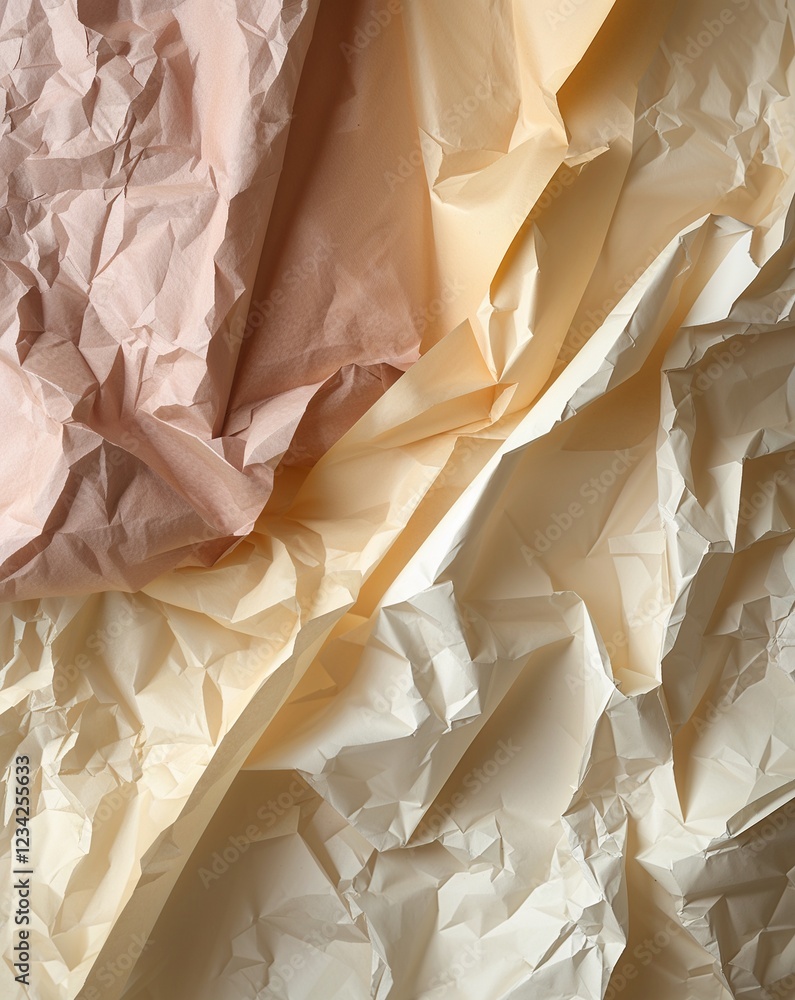 Poster beige blending into soft cream crumpled paper gradient texture background