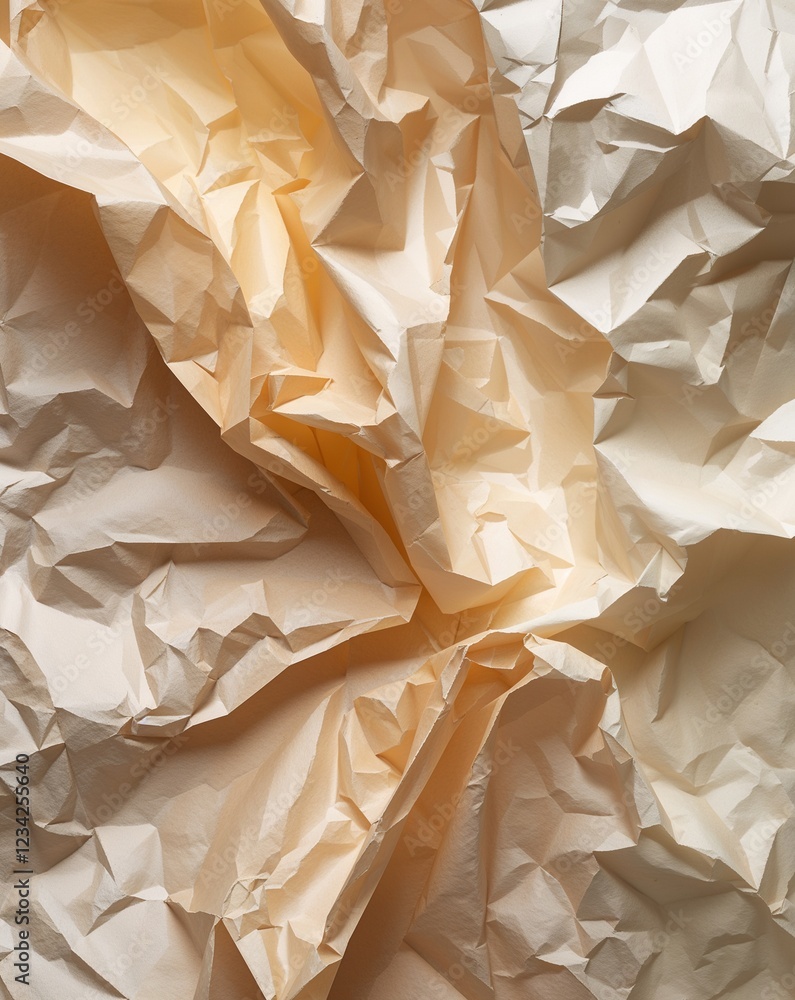 Poster beige blending into soft cream crumpled paper gradient texture background