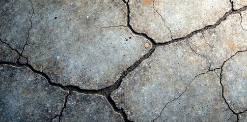 Obraz premium Weathered gray marble with prominent cracks and fissures, texture, patina