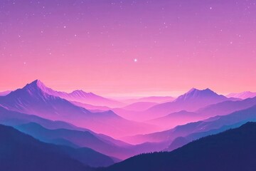 Fototapeta premium Lofi sky background purple landscape mountains.