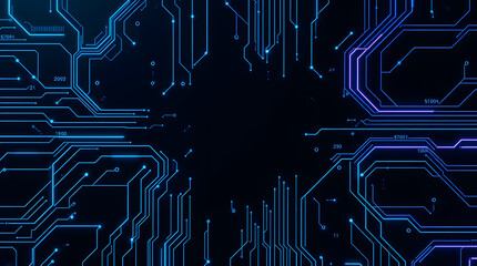 uturistic cyber background with glowing blue and purple neon circuit lines  | generative AI