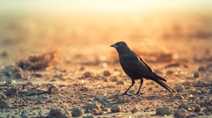 Obraz premium Beautiful Bird Sitting on the Ground in Nature