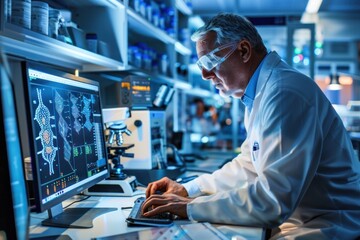 Scientist analyzing data in laboratory