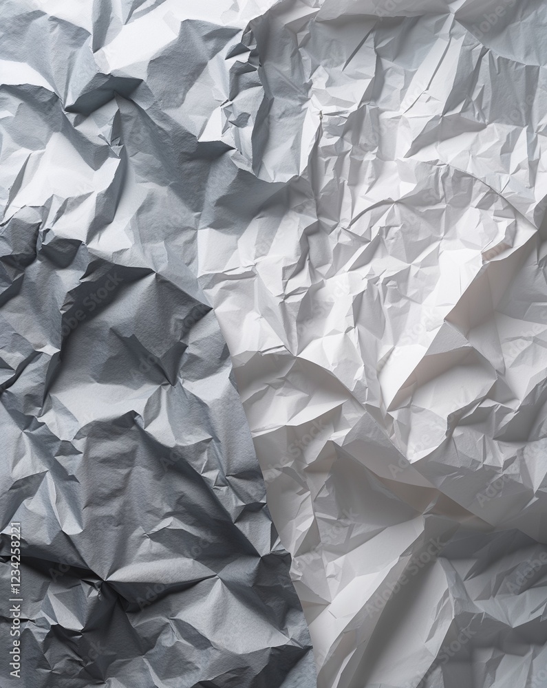 Aufkleber light gray fading into white crumpled paper gradient texture background