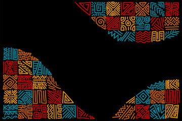 African ethnic tribal hand drawn ornament pattern background.