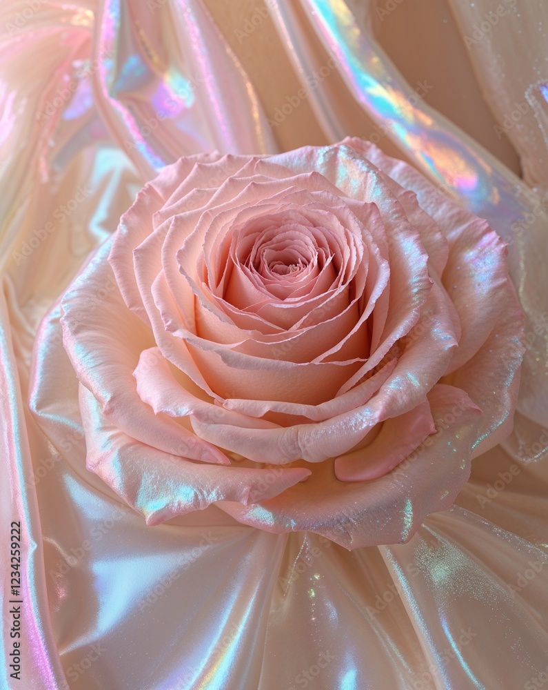 Poster light rose transitioning into soft beige iridescent pearl gradient background