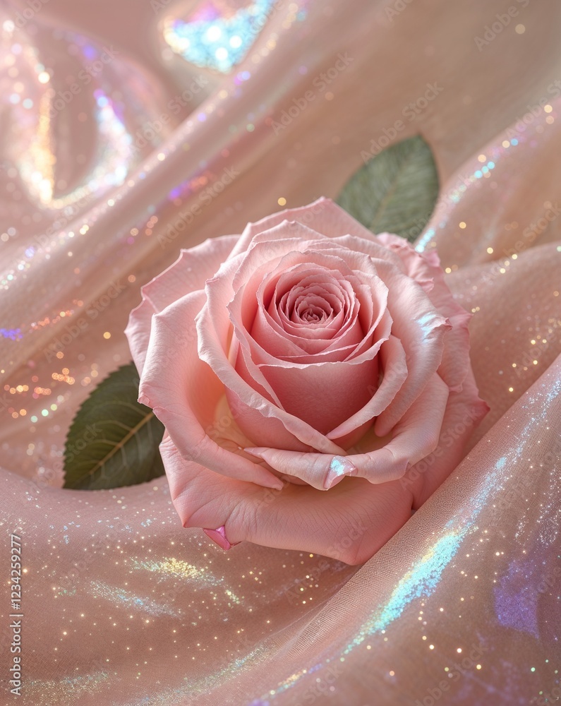 Poster light rose transitioning into soft beige iridescent pearl gradient background