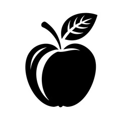 Black and White Apple Silhouette Illustration