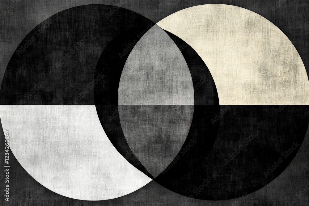 Fototapete abstract circles create harmony between light and dark in a minimalist design