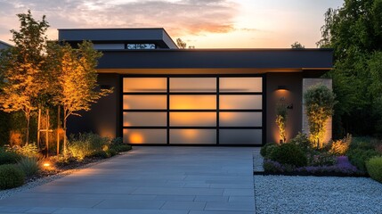Fototapeta premium Contemporary Residential Architecture Featuring Sleek Lines and Innovative Design Elements Surrounded by Lush Landscaping Creating a Harmonious Blend of Nature and Modern Living