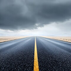 Naklejka premium Empty Asphalt Road Under Stormy Sky