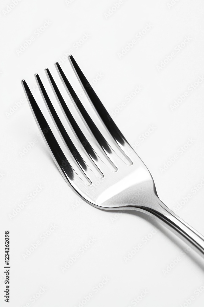 Aufkleber a single fork placed on a clean white table, ideal for use in product photography or as a minimalist